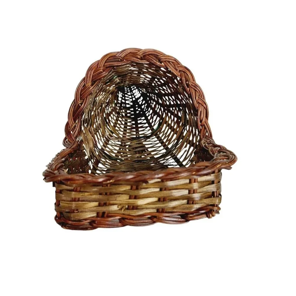 Vintage Horn Of Plenty Cornucopia Woven Wicker Vase Bohemian Boho Basket Wall